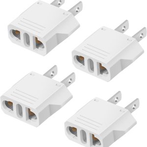 4 Pack Europe to US Plug Adapter, Plug Adapter European to American, 220v to 110v Adapter Plug Converter, EU to US Plug Adapter, Power Travel Adapters European to American