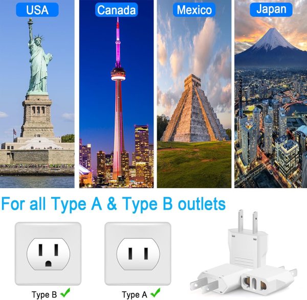 4 Pack Europe to US Plug Adapter, Plug Adapter European to American, 220v to 110v Adapter Plug Converter, EU to US Plug Adapter, Power Travel Adapters European to American - Image 8