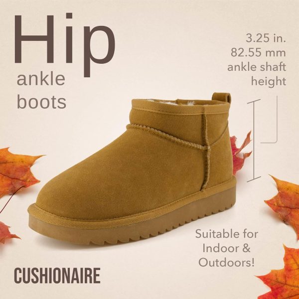 CUSHIONAIRE Women's Hip 2 Genuine Suede Ankle Snow Boots - Pull-On with Cozy Faux Shearling Lining, +Memory Foam - Image 2