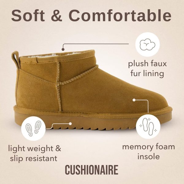 CUSHIONAIRE Women's Hip 2 Genuine Suede Ankle Snow Boots - Pull-On with Cozy Faux Shearling Lining, +Memory Foam - Image 4