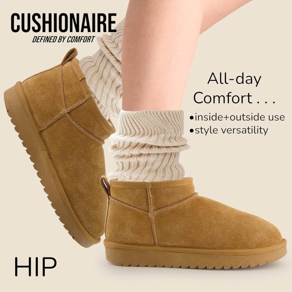 CUSHIONAIRE Women's Hip 2 Genuine Suede Ankle Snow Boots - Pull-On with Cozy Faux Shearling Lining, +Memory Foam - Image 5