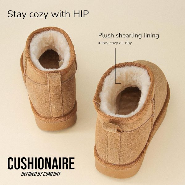 CUSHIONAIRE Women's Hip 2 Genuine Suede Ankle Snow Boots - Pull-On with Cozy Faux Shearling Lining, +Memory Foam - Image 6