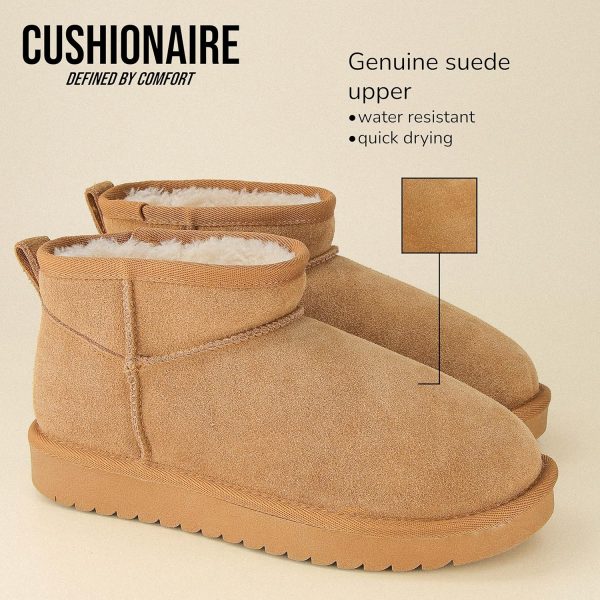 CUSHIONAIRE Women's Hip 2 Genuine Suede Ankle Snow Boots - Pull-On with Cozy Faux Shearling Lining, +Memory Foam - Image 7