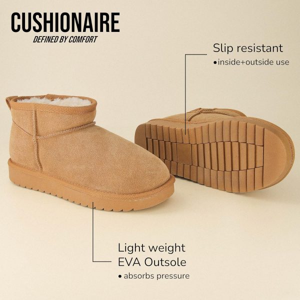 CUSHIONAIRE Women's Hip 2 Genuine Suede Ankle Snow Boots - Pull-On with Cozy Faux Shearling Lining, +Memory Foam - Image 8