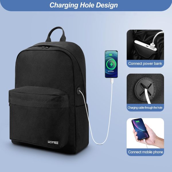 HOMIEE Backpack for College, Work, Travel, Durable Water-Resistant Pack W/ 17.3" Laptop Sleeve, Lightweight Bookbag Large Computer Bag with 2 Compartments - Image 7