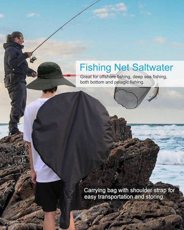 Large Fishing Net Rubber Fishing Net Large Heavy Duty Extra Large Landing Net for Saltwater Aluminum Fishing Net Telescoping Handle with 6pcs Soft Jig Swimbait, Extends to 72-94in - Image 6