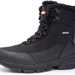 SHULOOK Men's Snow Boots Waterproof Warm Fur Lined Winter Hiking Boot Non-slip Outdoor Ankle High-top Shoes Work Hiker Trekking Trail
