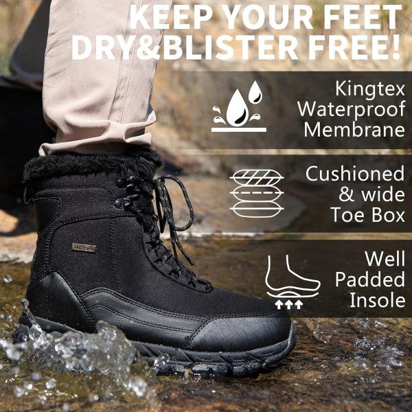 SHULOOK Men's Snow Boots Waterproof Warm Fur Lined Winter Hiking Boot Non-slip Outdoor Ankle High-top Shoes Work Hiker Trekking Trail - Image 6