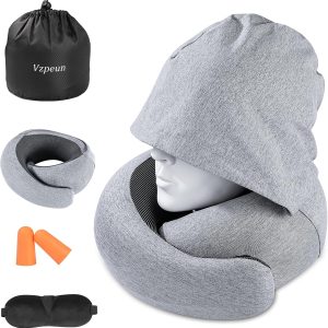 Travel Pillow, Memory Foam Neck Pillow for Traveling, U Shape Neck Pillow Airplane Portable Flight Pillow Travel Kit with 4D Contoured Eye Masks and Earplug for Plane Train Car Home Office - Pink