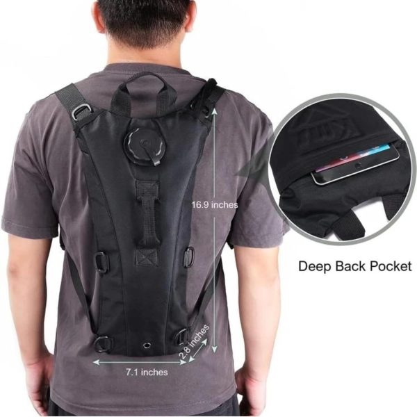 Water Backpack for Hiking Black Water Hydration Backpack with 3L Water Bladder Lightweight Waterproof Water Bag Backpack Tactical Water Backpack for Cycling Hiking - Image 3