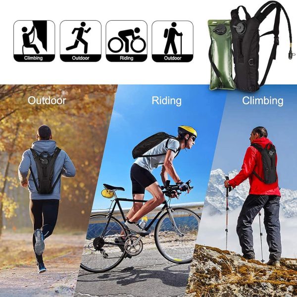 Water Backpack for Hiking Black Water Hydration Backpack with 3L Water Bladder Lightweight Waterproof Water Bag Backpack Tactical Water Backpack for Cycling Hiking - Image 7