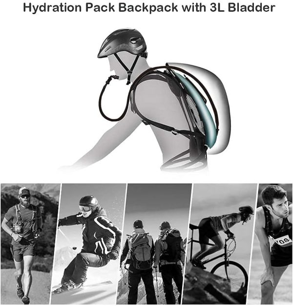 Water Backpack for Hiking Black Water Hydration Backpack with 3L Water Bladder Lightweight Waterproof Water Bag Backpack Tactical Water Backpack for Cycling Hiking - Image 8